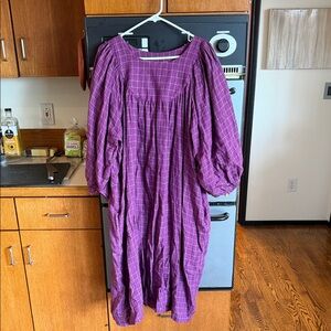 Purple Checkered Midi Dress